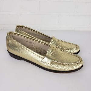 SAS Gold Metallic Comfort Loafers 8.5